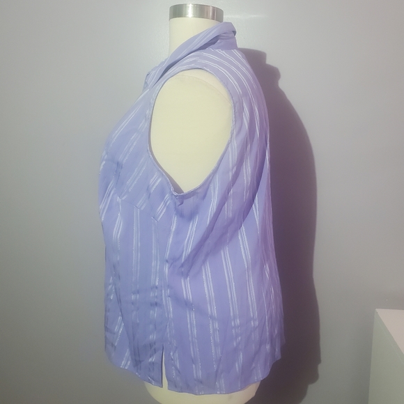 **3/20 notations purple stripe button up top plus size 2x - Picture 3 of 6